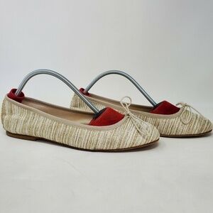 Anniel Scarpine Striped Ballet Flat Cream Gold 9